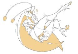 anal anal_penetration antennae_(anatomy) anthro anus arthropod bodily_fluids cum cum_in_ass cum_inside duo ejaculation exclamation_point feet female generation_7_pokemon genital_fluids genitals insect looking_down male male/female nintendo nsfuwu4 orgasm penetration penis pheromosa pokemon pokemon_(species) pseudo_clothing shaking shivering simple_background ultra_beast vaginal_fluids vaginal_squirting vulva white_background white_body