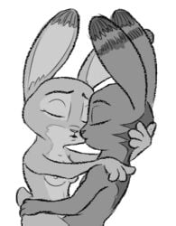 2018 anthro black_and_white breasts cheating cheating_girlfriend closed_eyes cuckold dipstick_ears disney duo ear_markings embrace facial_markings female fur_markings greyscale jack_savage judy_hopps lagomorph male mammal markings monochrome nipples nude rabbit sex simple_background small_breasts straight tggeko white_background zootopia