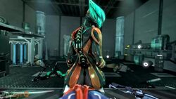 1boy 1girls 3d animated ass butt buttjob female female_on_top laying_down male male/female monster monster_girl nezha_(warframe) no_sound pov robot robot_girl sex straight tagme valkyr_(warframe) valkyrq video warframe