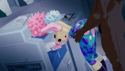 1boy animated ass ass_jiggle ass_slap black_eyes boku_no_hero_academia bouncing_breasts condom cum dark-skinned_male edit female hero_outfit_(mha) horns interracial jiggle koikatsu mina_ashido my_hero_academia office pink_body pink_hair ripped_clothing sound tagme video yuukis