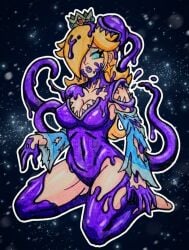 aroused bad_end belly_button blonde_hair blue_dress blue_eyes blush colored_pencil_(medium) corrupted corruption crown curvy dress dripping earrings encasement eyelashes eyeshadow female flushed goo goo_creature hair_covering_eye hair_over_one_eye horny kneeling latex light_skin lipstick liquid_latex living_latex long_hair long_sleeves mario_(series) mind_control nintendo paint pale_skin pencil_(artwork) piranha_plant princess_rosalina purple_goo purple_lipstick purple_slime ripped_clothing royalty sexy slime slime_monster star_earrings strydinrebel super_mario_bros. super_mario_galaxy super_mario_galaxy_(2026_film) symbiote tattered_clothing tentacle the_super_mario_galaxy_movie thick_thighs torn_dress traditional_media_(artwork) video_game_character video_game_franchise video_games
