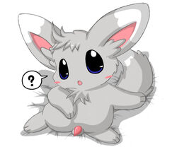 3_toes :o ? balls bandage blue_eyes blush chest_tuft chibi closed_eyes dipstick_ears dipstick_tail feral fluffy fluffy_tail fur grey_fur male minccino multicolored_tail nintendo nude penis pink_penis pokemon pokemon_(species) purple_eyes pussy_juice pussy_juice_string small_penis solo speech_bubble tack toes tuft video_games white_fur