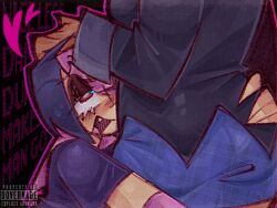 2girls ass big_ass blazer blush dovernade dyed_hair female_only gijinka half-closed_eyes hand_on_ass hand_on_head humanization humanized jumpcut! large_ass lesbian megan_(jumpcut!) nikki_(jumpcut!) purple_hair sharp_teeth skirt watermark yuri