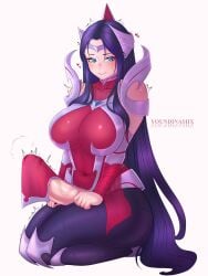 1futa big_ass big_balls big_breasts big_penis big_thighs blue_eyes blue_hair breasts brush cute cute_face futa_only futanari hi_res high_resolution highres hips irelia_xan large_breasts league_of_legends light_skin long_hair looking_at_viewer penis penis_out shy smile smiling solo sweat youndinasiix