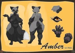 2018 4_toes 5_fingers amber_(sirholi) anthro atryl big_breasts big_tail black_fur black_nose black_pawpads breasts canine dipstick_tail eyelashes female female_focus female_only fluffy fluffy_tail fox fur furry furry_only grey_fur grey_nipples handpaw hindpaw long_tail mammal model_sheet multicolored_fur multicolored_tail naked navel nipples nude orange_eyes patreon pawpads paws pussy signature silver_fox solo solo_female tail toes two_tone_fur url wide_hips