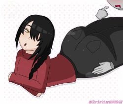 1boy 1girls angry_face animated blush chainsaw_man christian2005am clothed clothing grabbing grabbing_ass grabbing_from_behind horny licking licking_ass nayuta_(chainsaw_man) size_difference small_breasts smaller_female tagme thick thick_ass thick_thighs video