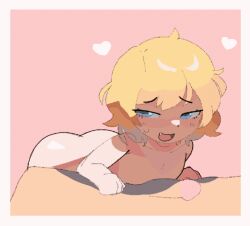 animated anonymous_male aroused blonde_femboy blonde_male blue_eyes blue_eyes_male commission eyes_half_open femboy femboy_on_male flat_chest flat_chested heart_symbol male_focus male_only male_out_of_frame mary_(star_wars_(marvel_1977)) naizuri naked_femboy penis pink_background siwnow star_wars_(marvel_1977) star_wars_legends tit_job