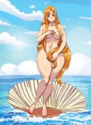 1girls asuna_(sao) asuna_yuuki barefoot belly big_ass big_breasts big_butt birth_of_venus boobs_covered breasts breasts_covered cat_smile censored commission commission_art completely_naked completely_naked_female completely_nude completely_nude_female convenient_censoring convenient_censorship covered_ass covered_breasts covered_crotch covered_nipples covered_vagina covering_ass covering_boobs covering_breasts covering_crotch covering_nipples female female_only full_body gabocaricaturas hi_res lily_pad long_hair naked naked_female normal_breasts nude nude_female orange_hair posing smile solo solo_female the_birth_of_venus yuuki_asuna