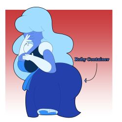 big_ass big_butt blue_skin profile_view riggedscales sapphire_(steven_universe) shortstack smile steven_universe