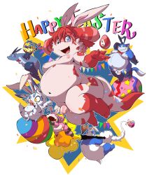 2026 absurd_res anthro ass balls belly big_belly big_moobs blue_body blue_fur blush chibi chibineco colored digital_drawing_(artwork) digital_media_(artwork) domestic_cat easter easter_egg egg egg_basket english_text fake_ears fake_rabbit_ears felid feline felis female flaccid flying foreskin fur genitals grey_body grey_fur group hi_res holidays huge_belly lagomorph larger_anthro larger_male leporid light lighting male mammal moobs multicolored_body multicolored_fur navel nipples nude obese obese_anthro obese_male open_mouth open_smile overweight overweight_anthro overweight_male penis pink_nipples rabbit red_body red_fur retracted_foreskin shaded simple_background size_difference smaller_anthro smaller_male smile suid suine sus_(pig) tail text thick_thighs two_tone_body two_tone_fur white_body white_fur