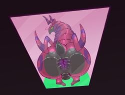 absurd_res against_surface anus ass backsack balls bedroom_eyes big_anus big_butt black_body deeroni feral generation_5_pokemon genitals heart_symbol hi_res looking_at_viewer looking_back looking_back_at_viewer male male_feral multicolored_body narrowed_eyes nintendo on_glass perineum pokemon pokemon_(species) presenting presenting_anus presenting_hindquarters purple_anus raised_tail red_body scolipede seductive solo tail yellow_eyes