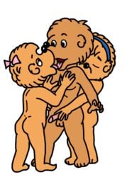 anthro berenstain_bears brother_bear_(character) cub furry furry_only handjob incest kissing lizzie_bruin male no_humans penis sister_bear