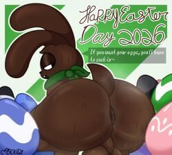 1boy absurd_res anus ass backsack balls bedroom_eyes big_butt bodily_fluids butt_focus crouching dialogue digital_drawing_(artwork) digital_media_(artwork) easter egg fan_character fat_ass furry furry_male furry_only genitals green_kerchief henrique_rick hi_res holidays hops_(henrique_rick) kerchief lagomorph leporid looking_at_viewer looking_back looking_back_at_viewer low-angle_view male mammal mario_(series) mips narrowed_eyes nintendo presenting presenting_hindquarters rabbit rear_view seductive shaded solo solo_male super_mario_64 sweat sweaty_balls sweaty_butt sweaty_genitalia