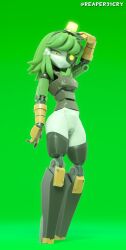 1girls 3d bored bored_expression female female_focus female_only front_view genitals glowing glowing_eyes green_background green_body green_eyes green_hair hair hand_over_head hi_res high_resolution highres hips looking_at_viewer mimi_sentry pussy reaper21cry robot robot_girl robot_humanoid sentry_(team_fortress_2) sfm short solo solo_focus source_filmmaker source_filmmaker_(artwork) standing team_fortress_2 thighs vertical_image white_body wide_hips yellow_eye