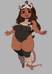 brown_hair crop_top curvy furry glasses legwarmers leotard mouse mouse_ears mouse_girl mouse_tail one-piece_swimsuit original original_character spicyzaz thick_thighs toeless_legwear turtleneck voluptuous
