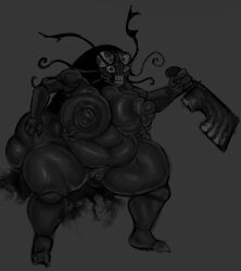 4_arms 6_eyes big_ass big_breasts bug_girl chubby chubby_belly chubby_female cleaver cleaver_(knife) curse disumisu2 erect_nipples fat fat_belly fat_breasts fat_female fat_pussy female_version four_arms grabbing grabbing_own_breast gray_background huge_ass huge_breasts insect_girl jujutsu_kaisen kurourushi large_breasts massive_breasts monster monster_girl nipple_bulge pussy pussy_juice rule_63 thick_thighs thighs