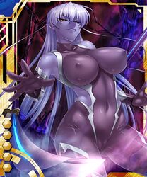 1girls bare_shoulders breasts cameltoe corrupted corruption covered_navel erect_nipples female igawa_asagi kagami_hirotaka large_breasts long_hair looking_at_viewer official_art parted_lips purple_skin sliver_hair smile solo tagme taimanin_(series) taimanin_asagi_battle_arena taimanin_asagi_battle_arena_all_card_gallery very_long_hair yellow_eyes