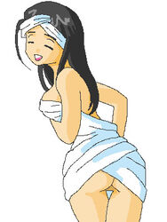 black_hair closed_eyes color female human pixel towel trickster_online white_background