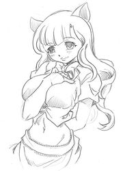 1girls animal_ears breasts female large_breasts long_hair monochrome solo trickster_online