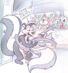 anthro antti_remes babs_bunny buster_bunny collaboration female fifi_la_fume fur furry karri_aronen looney_tunes male mammal pepe_le_pew rabbit skunk smooth_fur straight tiny_toon_adventures toony uncensored