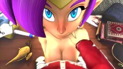 3d animated blue_eyes breasts female large_breasts male no_sound paizuri penis pov purple_hair sakuraleaf shantae shantae_(character) source_filmmaker tagme unseen_male_face video