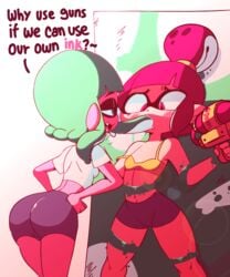 2girls animated bike_shorts diives fellatio female female_only forced forced_oral inkling inkling_girl multiple_girls nintendo oral patreon rape small_breasts splatoon tentacle tentacle_rape text uncommon_stimulation watermark yuri