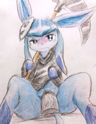 1boy 1girls begging begging_pose black_pussy blue_eyes blue_fur blue_nose blush clothing colored_pencil_(artwork) costume disembodied_penis duo edit eeveelution eiroru female feral fur furry glaceon hi_res human interspecies long_ears male male_human/female_feral male_human/female_pokemon male_pov markings mask melee_weapon nintendo one_ear_down penetration penis pokémon_(species) pokemon pokemon_dppt polearm pov pussy pussy_juice scythe sex simple_background sketch snout socks_(marking) solo_focus spread_legs spreading straight tears traditional_media_(artwork) uncensored vaginal_penetration video_games weapon