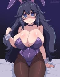 1girls animal_ears big_breasts bluefrok breasts bunny_ears bunnysuit cleavage fake_animal_ears female female_only game_freak hair hex_maniac huge_breasts leggings legwear long_hair neckwear pokemon pokemon_xy purple_bunnysuit purple_eyes purple_hair solo solo_female thighs