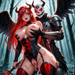 1female 1girls 1man ai_generated armed armor armored_female ass bangs belly_button big_ass big_breasts black_wings blade blush blushing_at_viewer boob breast_grab breasts breasts_exposed breasts_out bruise bruised bruises child_bearing_hips cum cum_in_hair cum_in_pussy cum_on_body cum_on_breasts cum_on_face curvy curvy_female curvy_figure dark_aura demon demon_girl demon_horns devil devil_horns dominatrix fallen_angel fantasy female femdom fight fighting_pose fire_eyes from_below grabbing grabbing_from_behind horn horns horny huge huge_ass innie_belly_button light-skinned_female long_hair looking_at_viewer morrigan_(stblfantasy) navel original outdoors pale-skinned_female patreon presenting_breasts princess pussy pussy_exposed red_eyes red_hair sadistic sensual sexually_suggestive sexy shiny_skin solo solo_female solo_focus stable_diffusion stblfantasy suggestive sword thick thick_thighs thighs toned toned_body toned_female torn_armor torn_clothes torn_clothing very_long_hair voluptuous voluptuous_female warrior wounded wounds