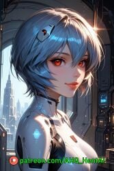 1girls ahq_hentai ai_generated blue_hair blush breasts city neon_genesis_evangelion petite plugsuit rei_ayanami solo_female stable_diffusion standing