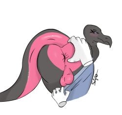 anthro anus ass balls blush butt_grab generation_7_pokemon genitals hand_on_butt hi_res male nintendo pokemon pokemon_(species) salazzle savo simple_background solo tail