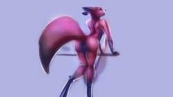 2018 absurd_res anthro ass big_butt breasts canine colored_sketch digital_painting_(artwork) female half-closed_eyes hi_res mammal nude pussy rear_view solo watsup