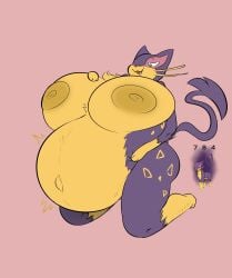 1girls big_breasts breasts breasts_bigger_than_head cleavage female furry furry_female furry_only huge_breasts liepard nintendo nipples on_knees outie_navel plantedpot pokemon pokemon_(species) pregnant purple_fur ready_to_pop tagme thick_thighs two_tone_fur wide_hips yellow_fur