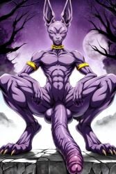 ai_generated anthro balls beerus big_balls big_penis cocky69 dragon_ball_super excessive_size god_of_destruction hyper_penis long_penis muscular muscular_anthro muscular_male penis veiny_muscles veiny_penis