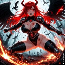 1female 1girls ai_generated armed armor armored_female ass bangs belly_button big_ass big_breasts black_wings blade blush blushing_at_viewer boob breasts breasts_exposed breasts_out bruise bruised bruises child_bearing_hips curvy curvy_female curvy_figure dark_aura demon demon_girl demon_horns devil devil_horns dominatrix fallen_angel fantasy female femdom fight fighting_pose fire_eyes from_below horn horns horny huge huge_ass innie_belly_button light-skinned_female long_hair looking_at_viewer morrigan_(stblfantasy) navel original outdoors pale-skinned_female patreon presenting_breasts princess pussy pussy_exposed red_eyes red_hair sadistic sensual sexually_suggestive sexy shiny_skin solo solo_female solo_focus stable_diffusion stblfantasy suggestive sword thick thick_thighs thighs toned toned_body toned_female torn_armor torn_clothes torn_clothing very_long_hair voluptuous voluptuous_female warrior wounded wounds