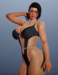 1girls 3d 3d_(artwork) ass azucena_milagros_ortiz_castillo bandai_namco beach big_ass big_breasts breasts brown_hair clothing dark-skinned_female dark_skin earrings erect_nipples female female_only flower_in_hair green_eyes hair_ornament huge_breasts human latina medium_hair namco peruvian peruvian_female pose seductive solo standing swimwear tekken tekken_8 thick_thighs video_game_character voluptuous voluptuous_female wide_hips
