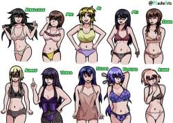 10girls 1boy black_hair black_underwear blonde_hair blue_hair blue_underwear bondage_outfit brown_hair date_a_live female femboy fujibakama_mii hazakura_mai himekawa_yoshino itsuka_shido itsuka_shiori karen_nora_mathers light-skinned_female light-skinned_male nibelcole pink_hair pink_underwear pluchearts purple_hair sonogami_rinne underwear white_underwear yamabuki_ai yamauchi_sawa yellow_underwear