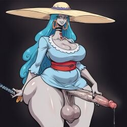 ai_generated big_ass big_balls big_breasts big_penis charlotte_amande futanari gvukub one_piece precum thick_thighs