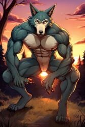 ai_generated anthro beastars cocky69 legoshi_(beastars) muscles muscular muscular_male sexy_body strong_arms strong_legs veiny_muscles werewolf wolf wolf_humanoid