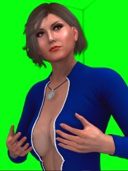 3d brown_hair exhibitionism female grand_theft_auto green_eyes mackenzie_hayes motorcycle nopixel policewoman suit tracksuit