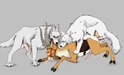 anal anal_sex bovid canid canine canis caprine feral forced from_behind_position ghibli goat group jeffusherb male male/male mammal mononoke_hime penetration rape sex trio wolf