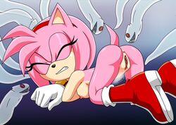 amy_rose anus boo_(sonic) breasts closed_eyes fear female ghost gritted_teeth imminent_rape possession pussy sonic_(series) tentacle