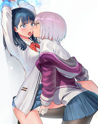 2girls adult_swim female female_only fingering multiple_girls open_mouth shinjou_akane shiratama_(monster1553) ssss.gridman takarada_rikka tama_(monster1553) tongue tongue_out toonami yuri