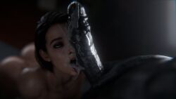1boy 1girls 3d blowjob capcom fellatio female female_focus jill_valentine jill_valentine_(sasha_zotova) male mr_x penis resident_evil stephanie23