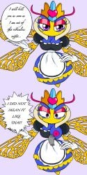 bee breasts_out heart-shaped_nipples kirby_(series) kirby_triple_deluxe maid_outfit purple_eyes queen_sectonia