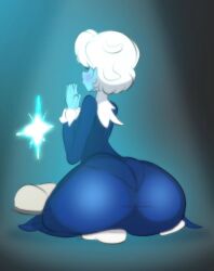 ass_focus blue_skin cklevel69 from_behind huge_ass kneeling massive_ass on_knees praying priest tagme white_hair