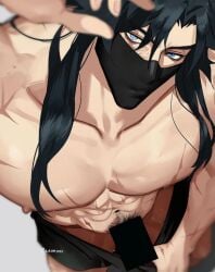 capitano_(genshin_impact) censor_bar dick_pic eriimyon gay genshin_impact male_only muscular muscular_male solo_male