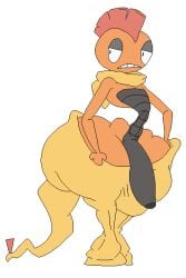 1boy alternate_version_available anthro big_breasts breasts flat_chest full_body keelgabeytheart male male_only nintendo pants pants_pull penis pokemon scrafty solo