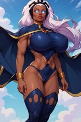 ass big_ass big_breasts breasts cameltoe dark-skinned_female dark_skin huge_breasts large_breasts marvel marvel_comics ororo_munroe storm_(x-men) thick_thighs white_hair x-men