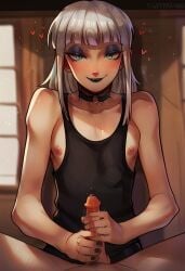 2boys ai_generated digby_(digbyai) digbyai femboy fluffydango_(style) gay goth goth_boy handjob lgbt male male/male male_only male_penetrated male_penetrating male_penetrating_male mlm white_hair yaoi